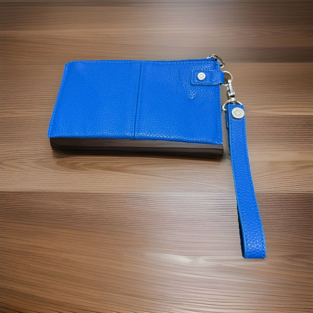 Jewel By Thirty One Bright Cobalt Blue Pebbled Wristlet With Strap